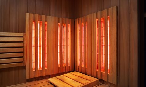 An infrared sauna turned on.