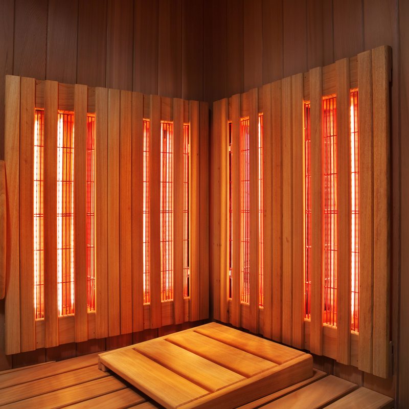 An infrared sauna turned on.