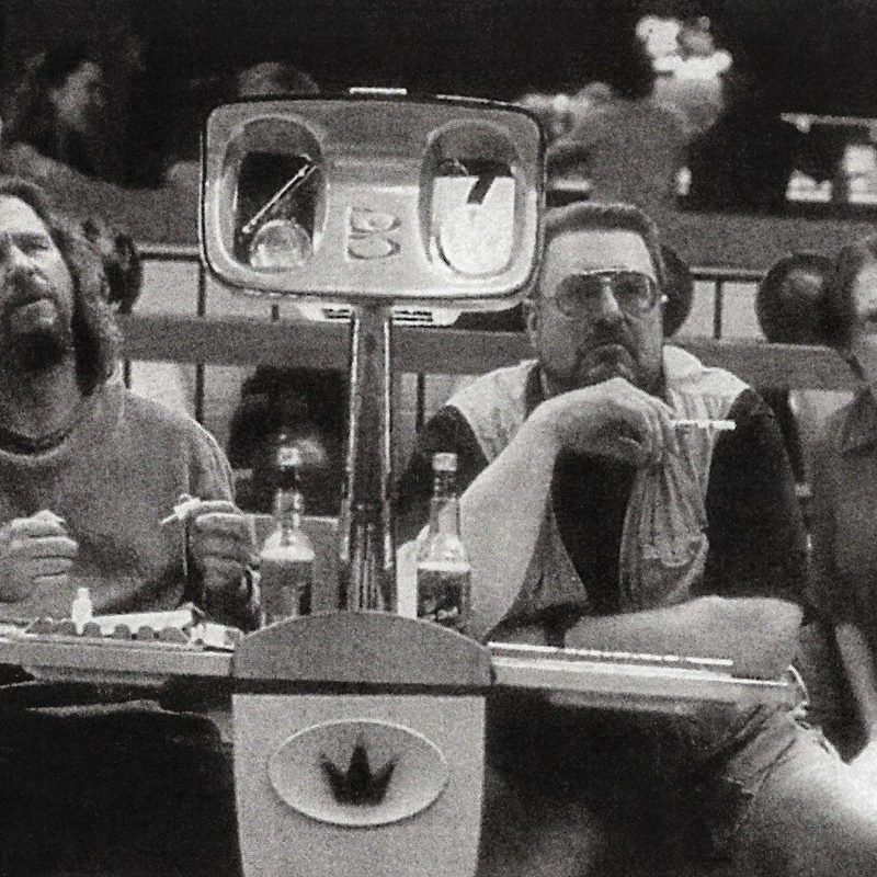 The cast of The Big Lebowski in the bowling alley