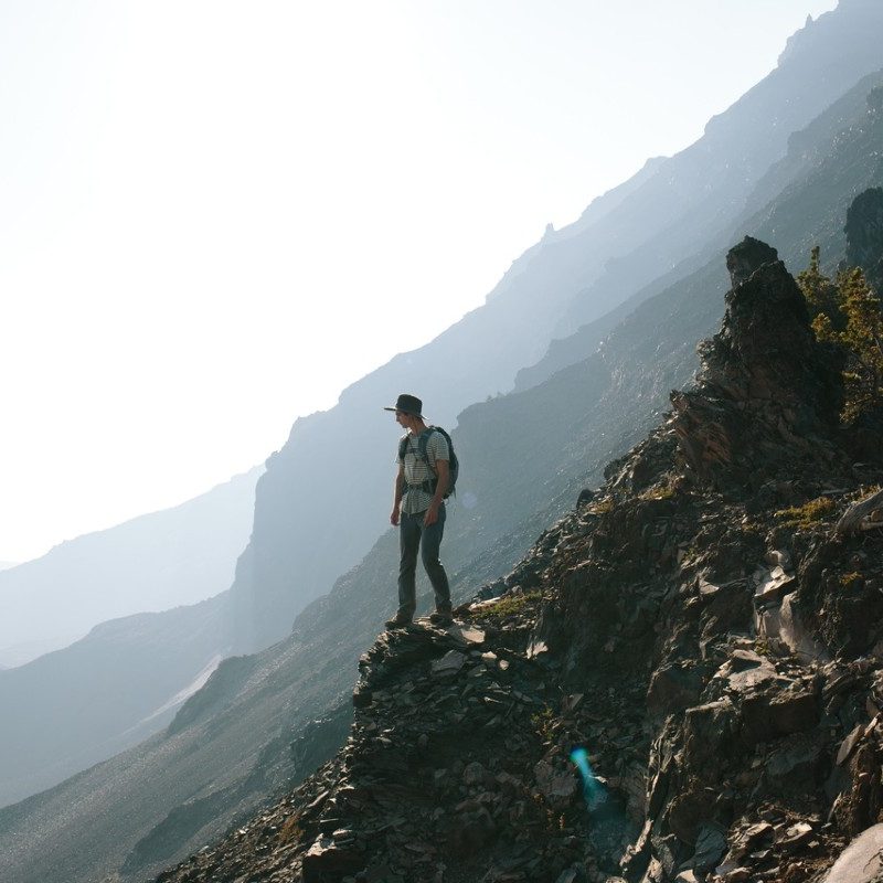 Man hiking at high altitude