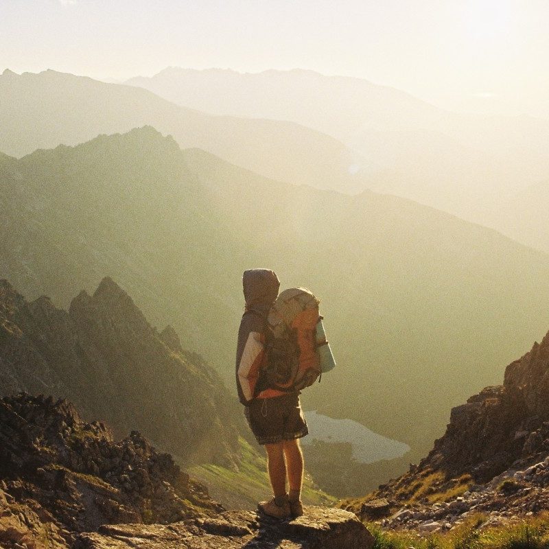 Backpacker in the summer