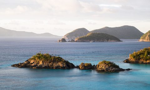 Tiny islands of Trunk Bay off the shore of St. John in the U.S. Virgin Islands.