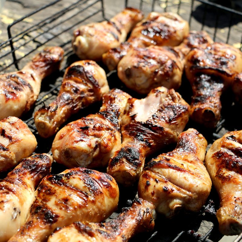 Chicken legs on grill