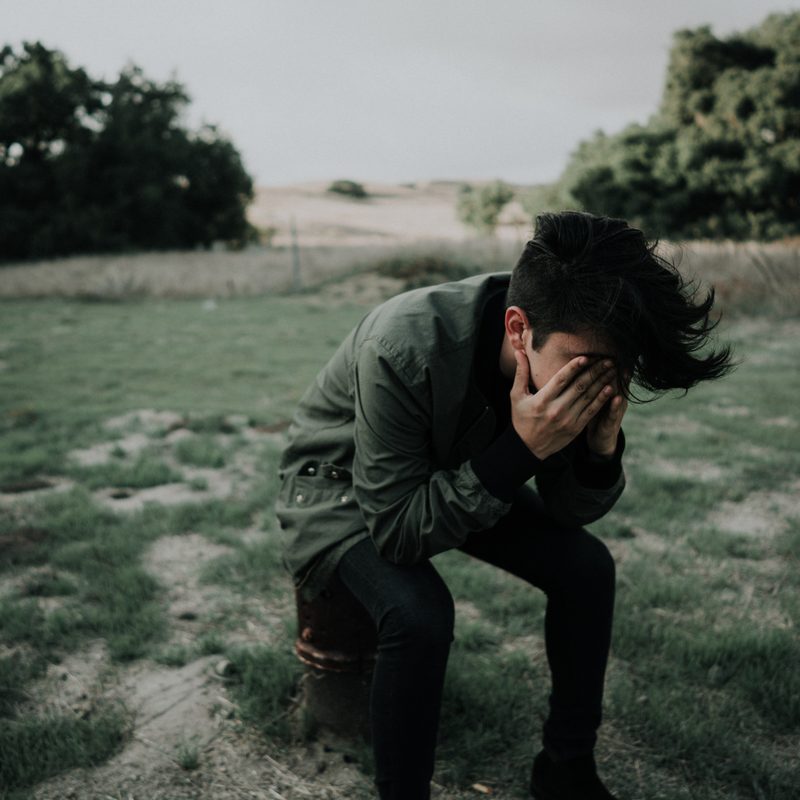 Man is sick on hiking trail