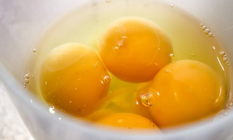 Raw, eggs in bowl