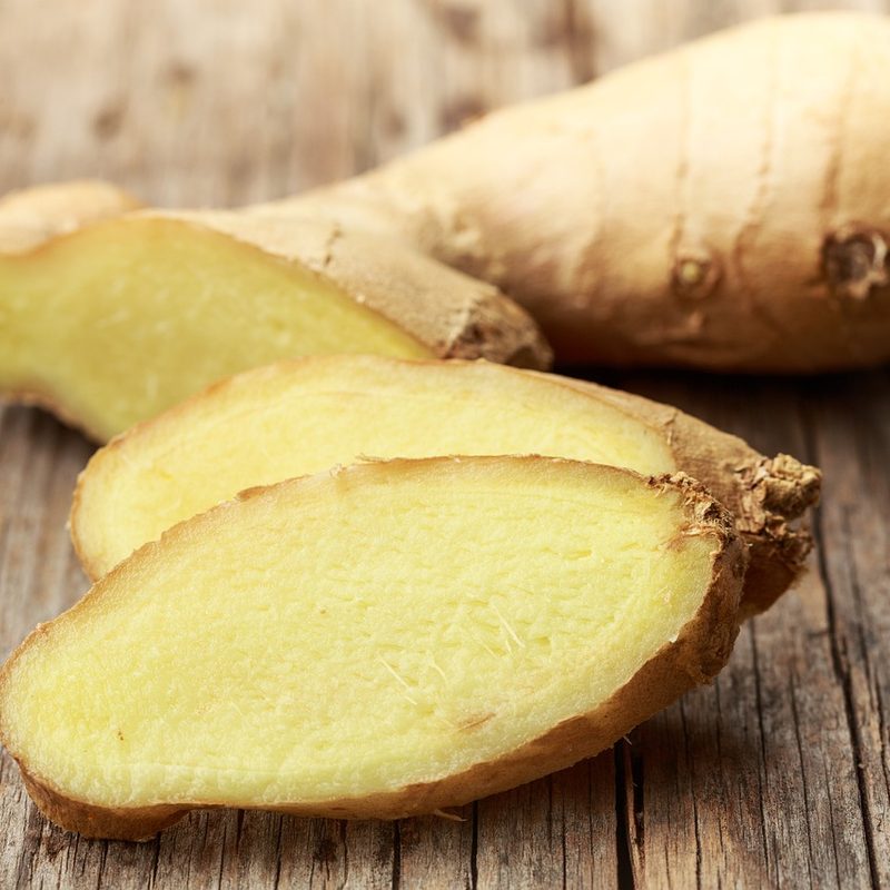 Halved ginger.