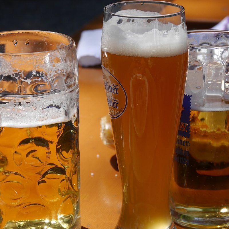 Hefeweizen beers in glasses