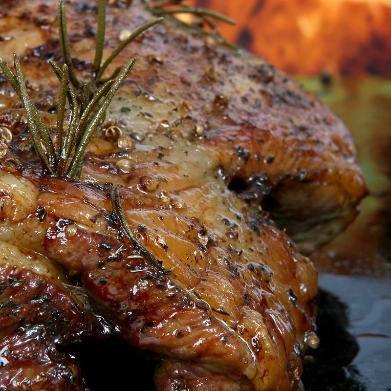 Juicy basted lamb