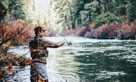 Man fishing in a river