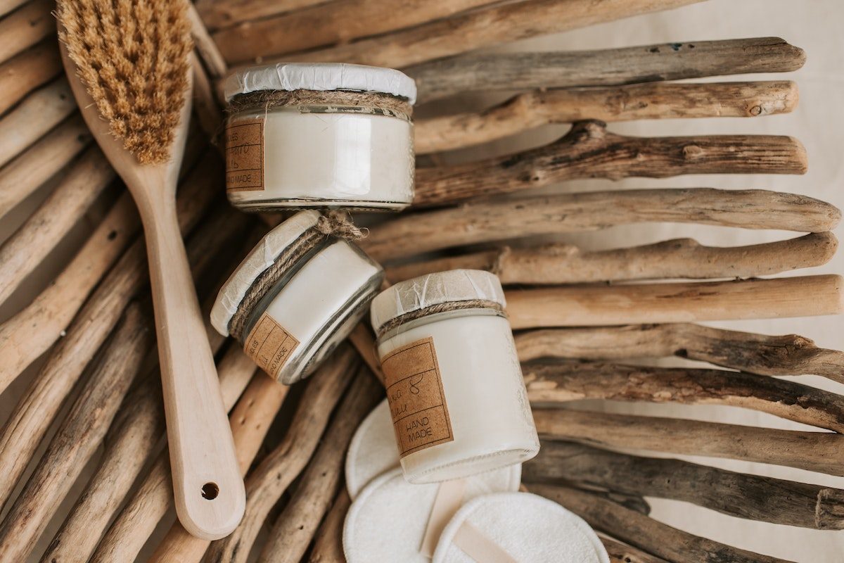 flatlay of skincare products on stsicks