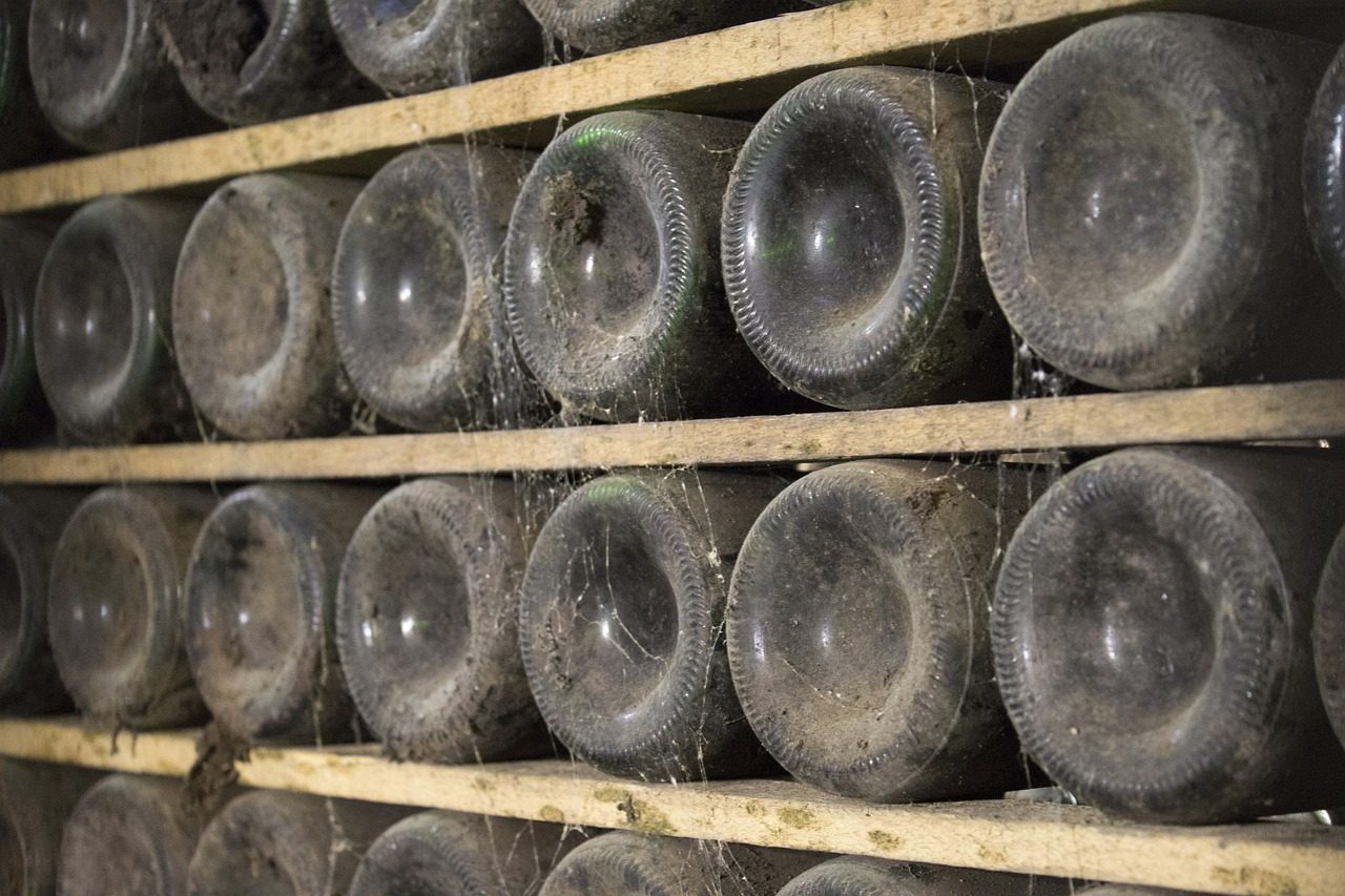 Sherry wine bottles.
