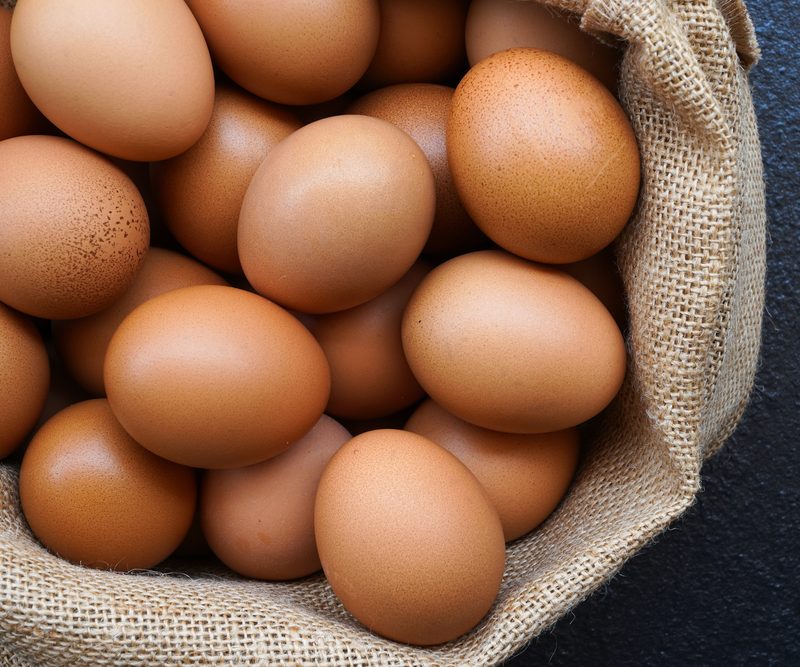 Eggs in a burlap sack