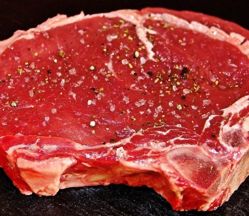 Raw ribeye steak