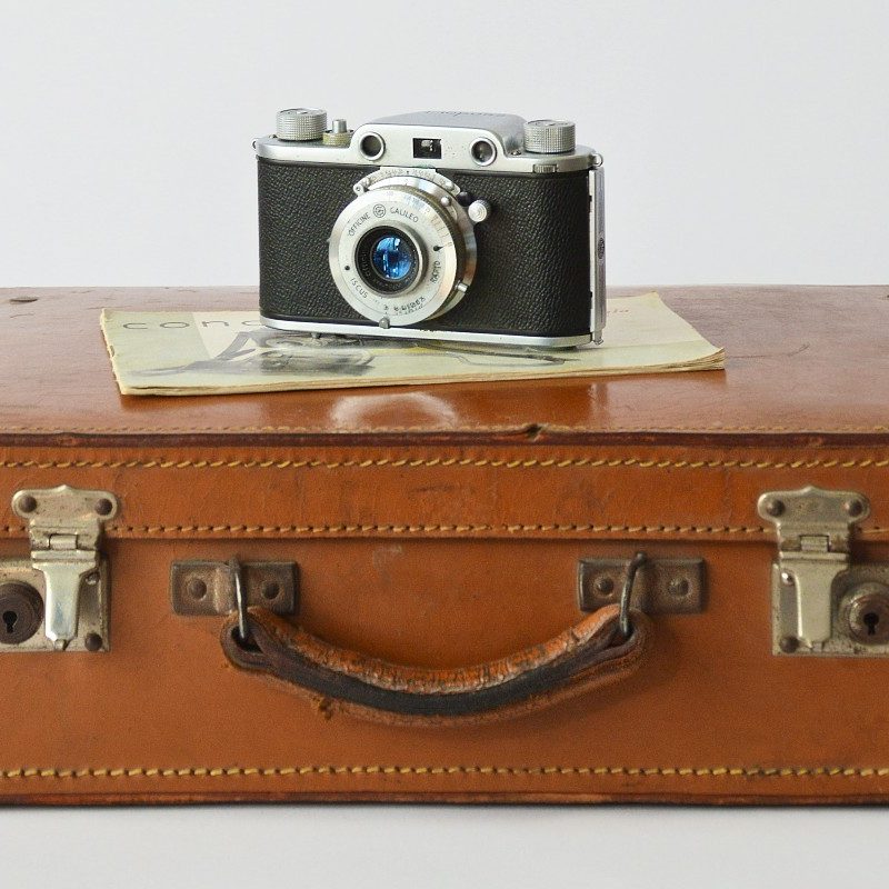 Suitcase and camera.