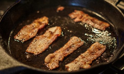 Bacon frying in pan