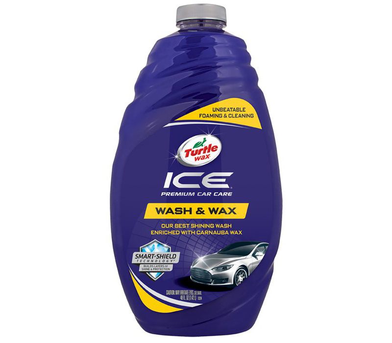 Bottle of Turtle Wax Premium Wash & Wax car soap on a plain white studio background.