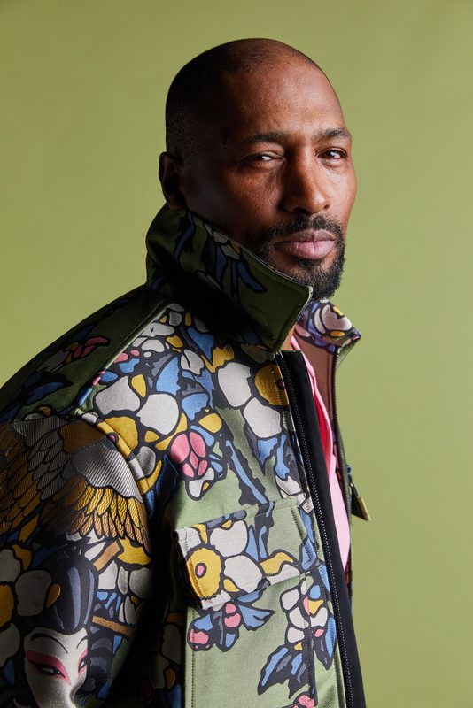 Man in bright colored jacket