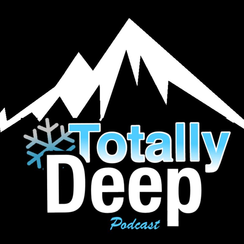 The Totally Deep Podcast logo. The words sit below a Jones-esque mountain range.