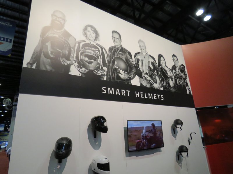 A Sena smart helmet display.