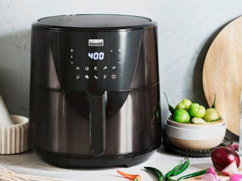 Bella Pro Series 8-quart digital air fryer lifestyle image on counter.