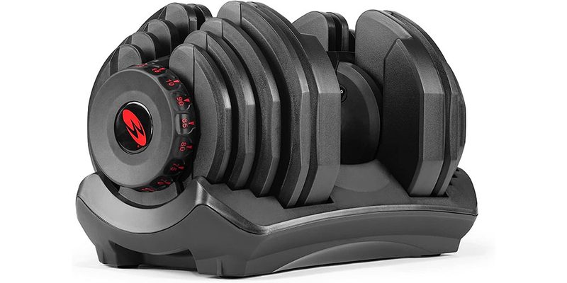 The Bowflex SelectTech 1090 Adjustable Dumbbell on a white background.