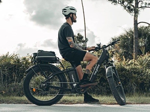 Heybike Explore Fat Tire used out on an adventure lifestyle image.