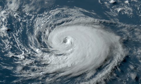 An overhead shot of Hurricane Done, the first hurrican of 2023's Atlantac hurricane season.