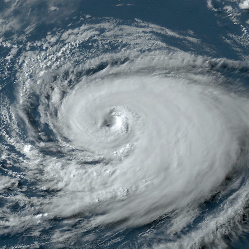 An overhead shot of Hurricane Done, the first hurrican of 2023's Atlantac hurricane season.