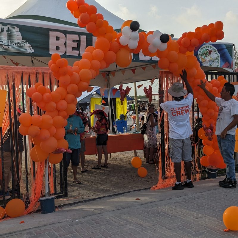 Balloon lobster at festival entrance