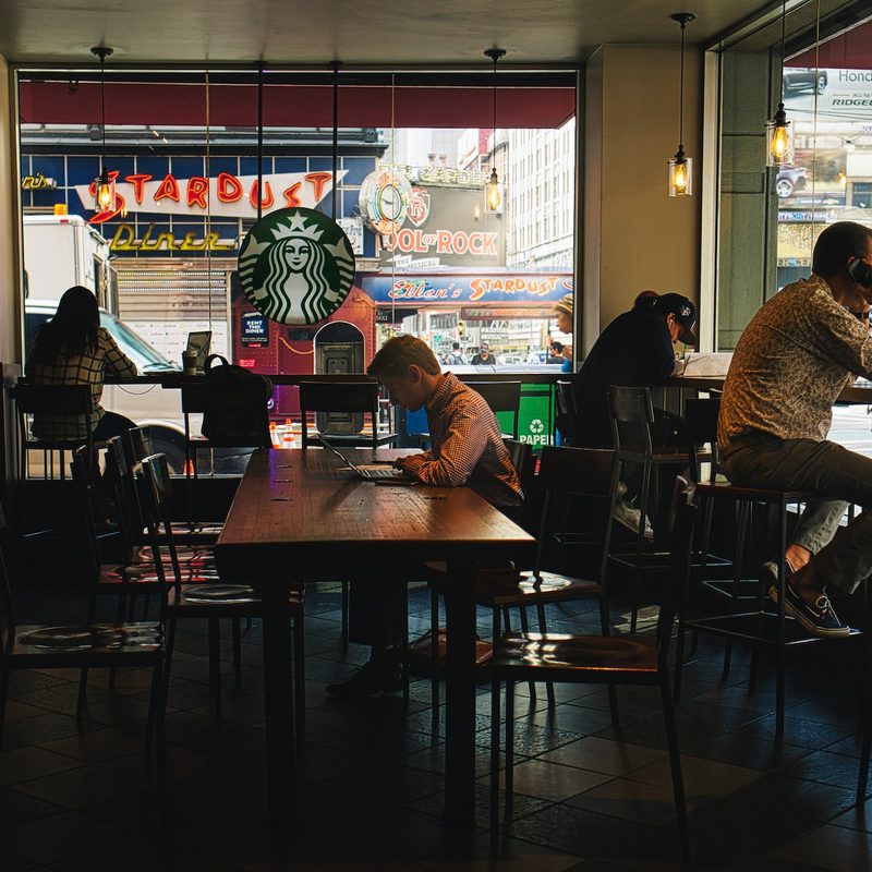The inside of a Starbucks store