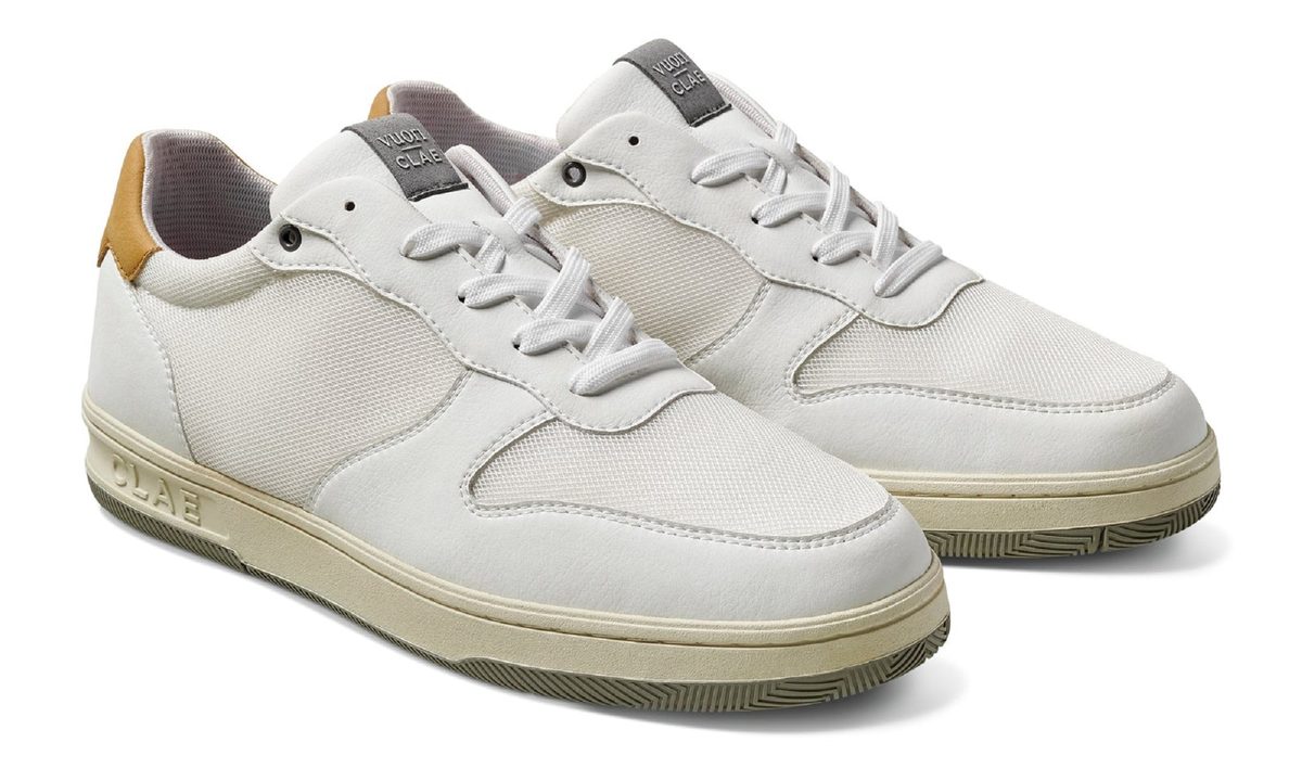 Vuori x Clae collab white shoe