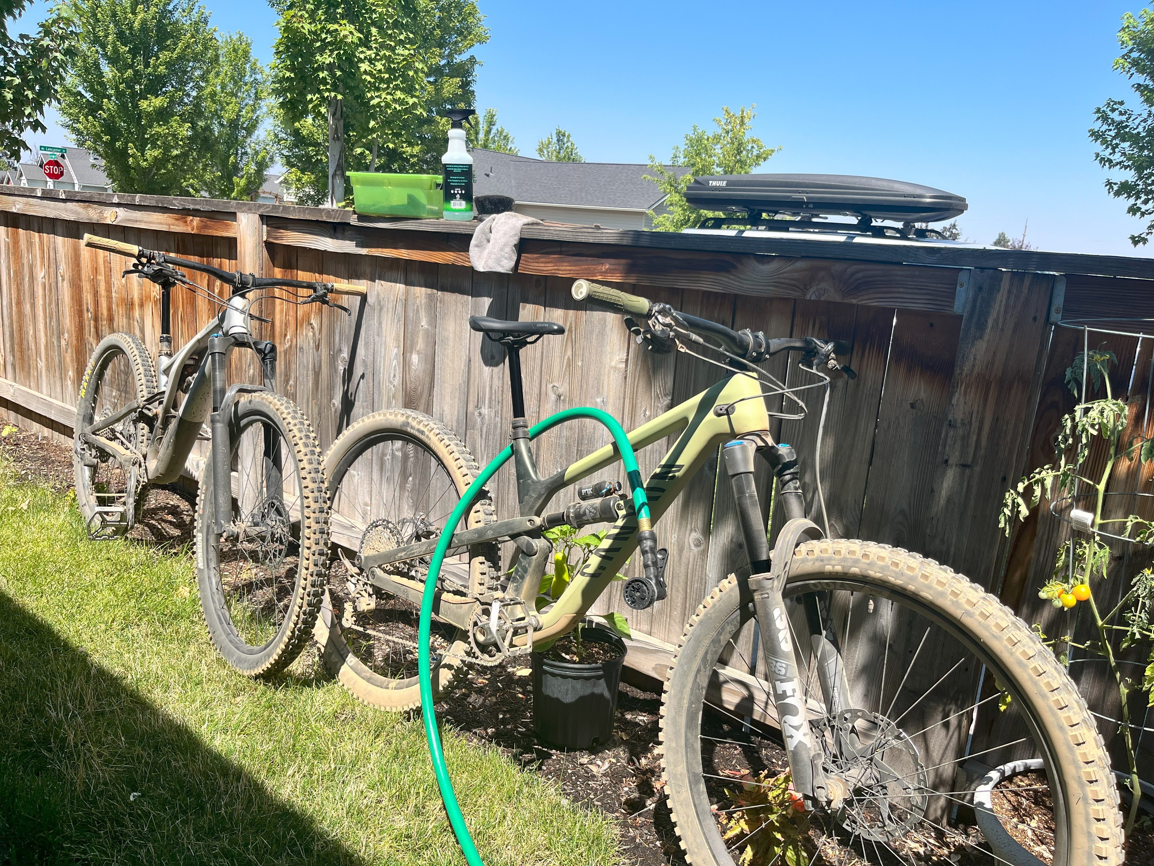 Preparing to wash 2 mountain bikes