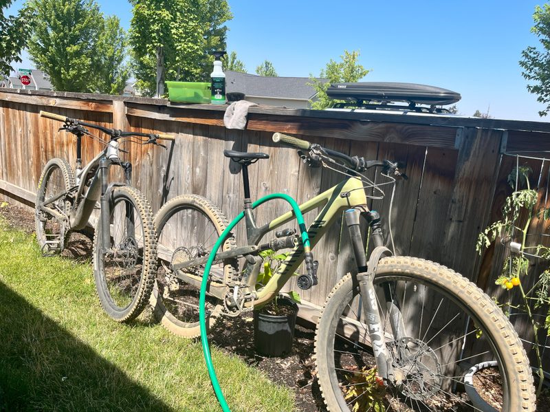 Preparing to wash 2 mountain bikes