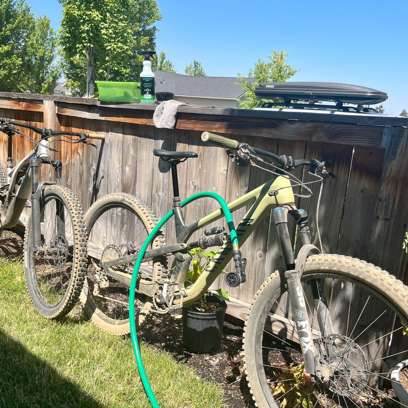 Preparing to wash 2 mountain bikes