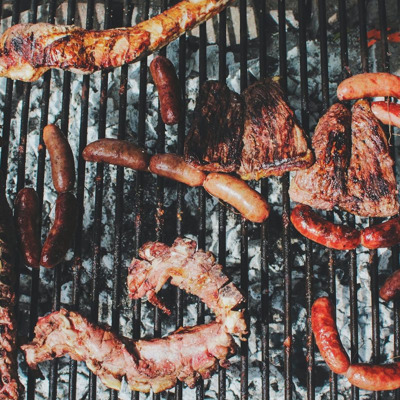 Various meats on grill