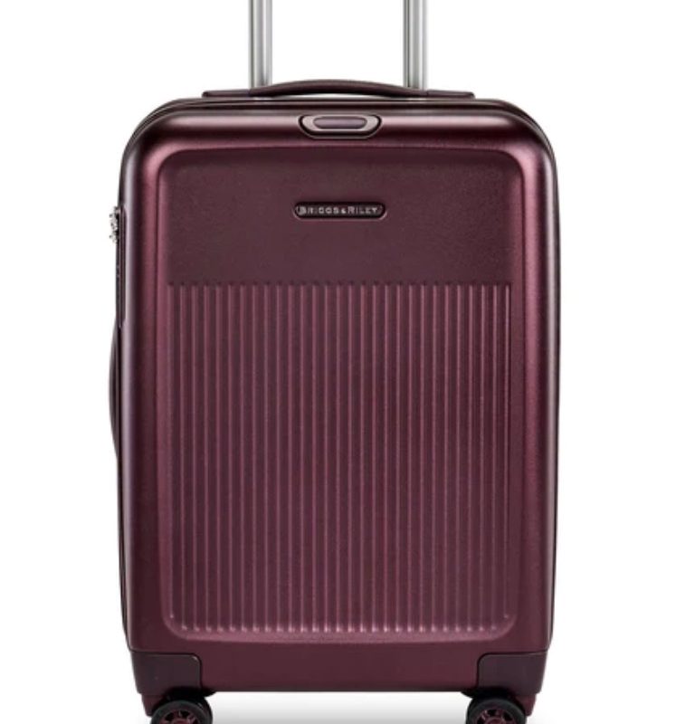 Garnet colored Briggs & Riley spinner carry-on luggage