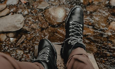 Man in black boots