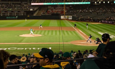 Baseball game at the Coliseum in Oakland.