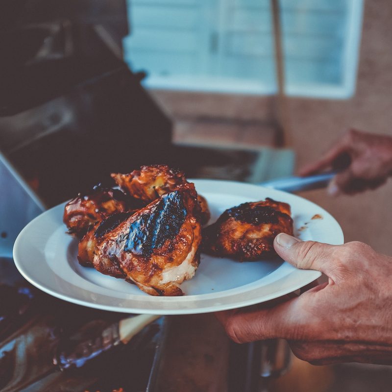 Grilled chicken on plate