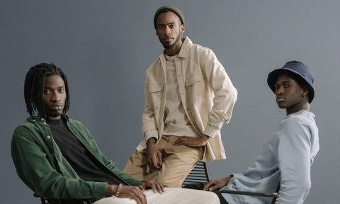 Men posing in smart casual men's fashion