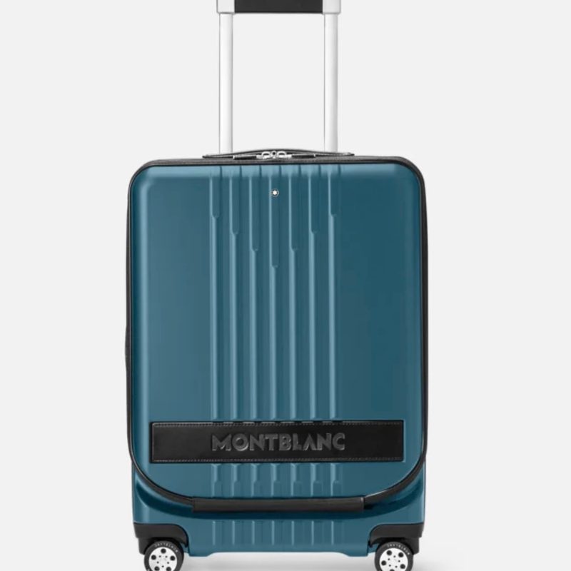 Turquoise Montblanc carry-on luggage spinner bag