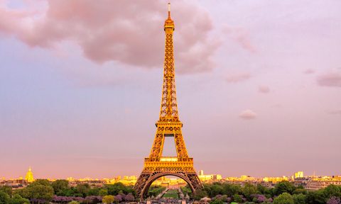 The Eiffel tower at sunset
