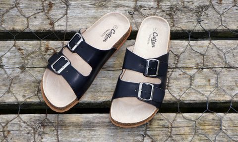 Black leather sandals