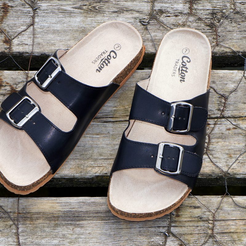 Black leather sandals