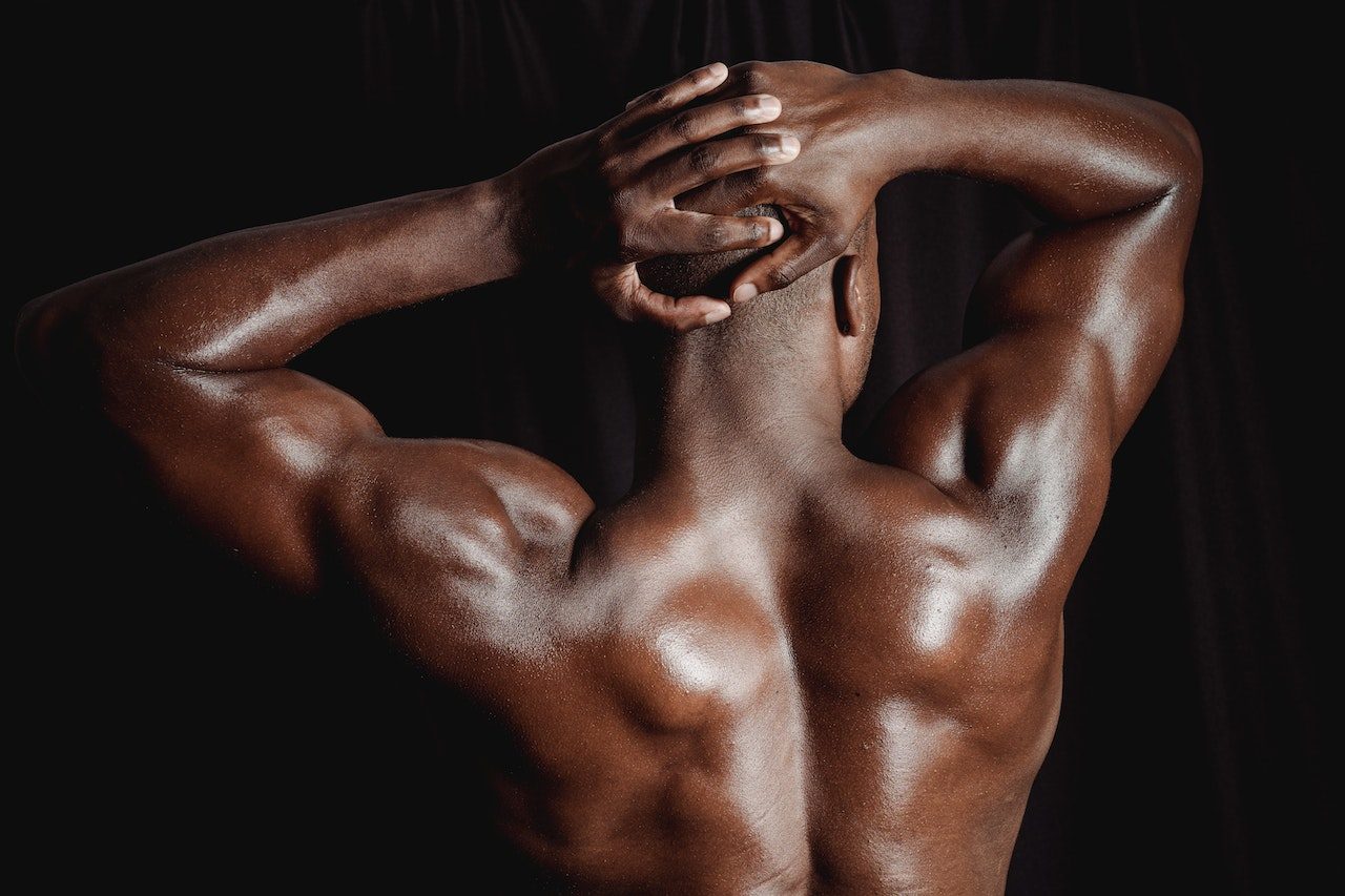Showing off back muscles