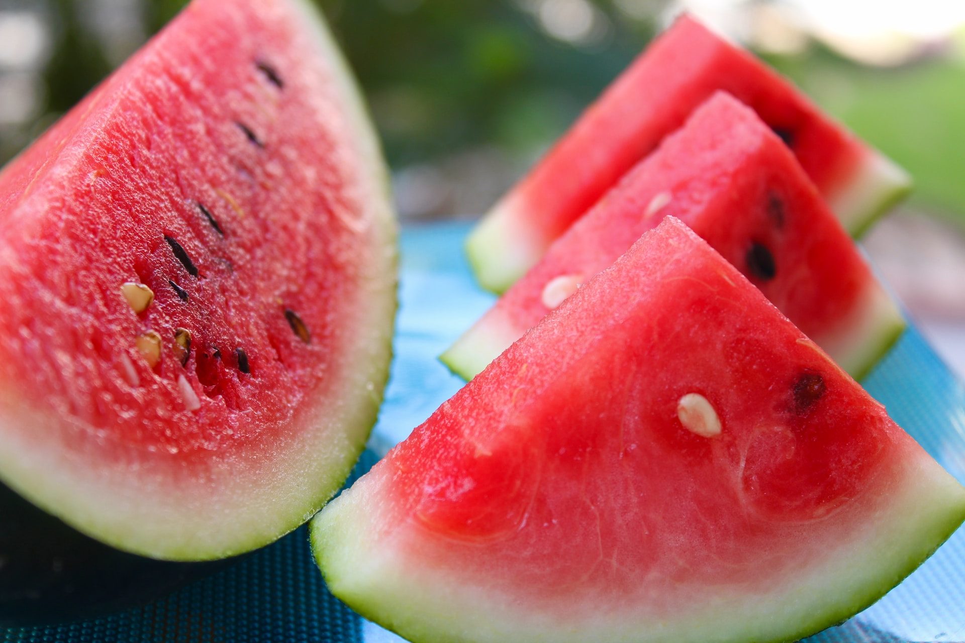 Sliced watermelon on a cutting board
