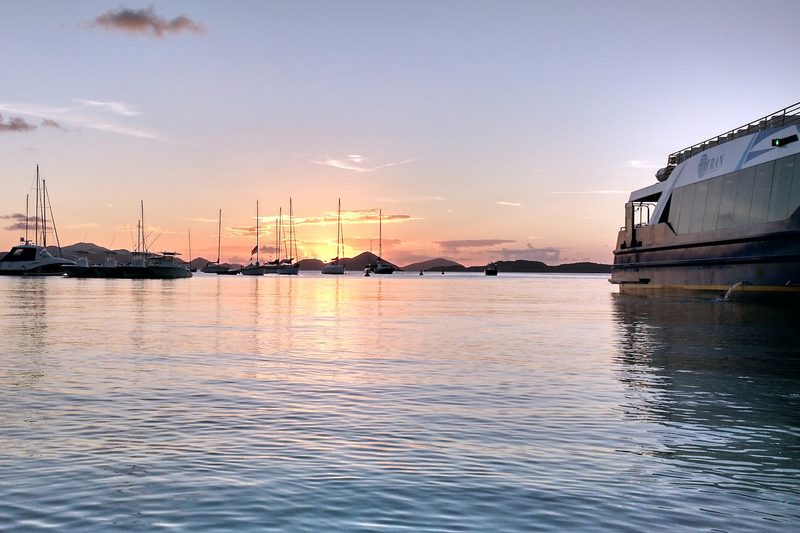 Sunset at the ferry dock in Cruz Bay, St. John, USVI.