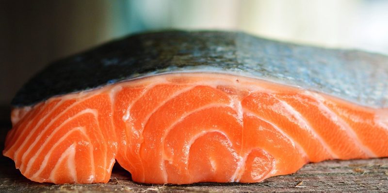 Raw salmon filet