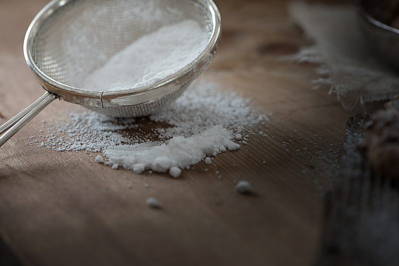 Powdered sugar in sieve