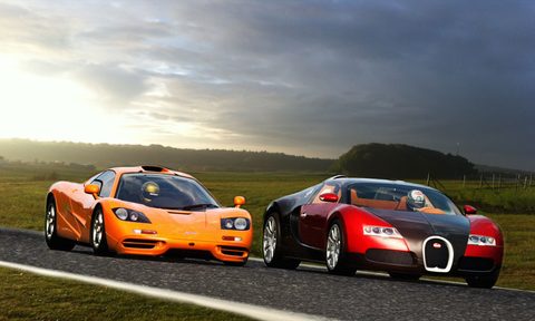 McLaren F1 Bugatti Veyron race front view